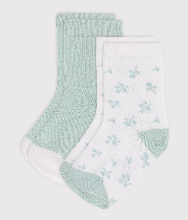 2 paires de chaussettes b&eacute;b&eacute; en coton imprim&eacute; fleurs multicouleur
