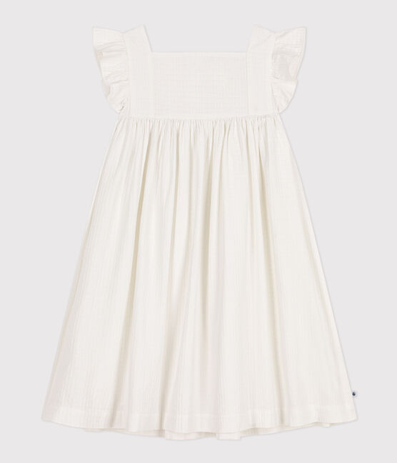 Robe sans manche en coton façonné enfant fille blanc MARSHMALLOW