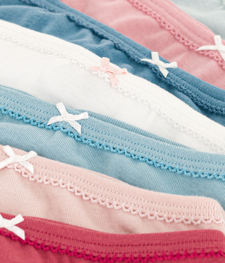 Set van 7 effen katoenen meisjesslips multicouleur