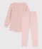Nachthemd en legging met bloemetje voor meisjes in velours en katoen roze SALINE/wit MULTICO