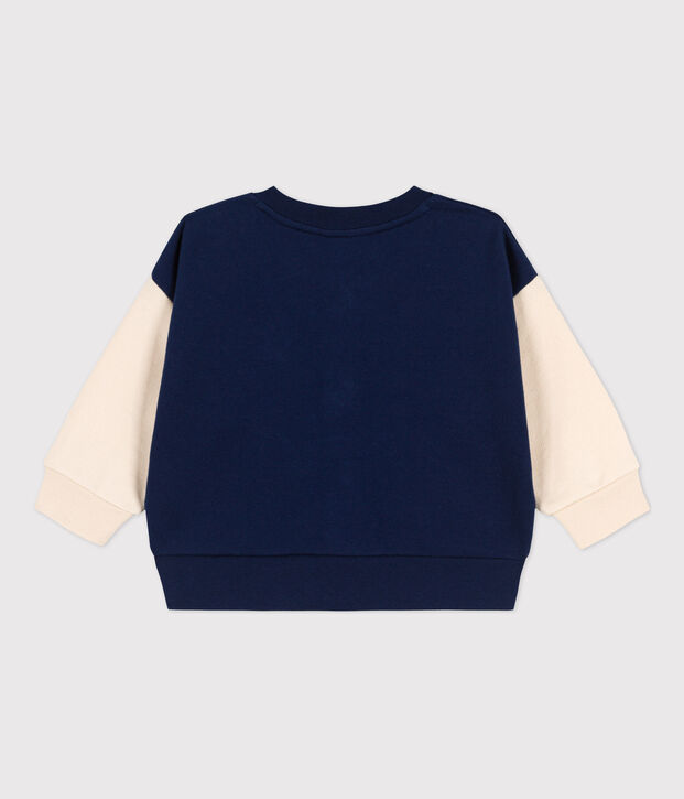 Teddy b&eacute;b&eacute; en molleton bleu/&eacute;cru