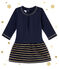 Robe bi-matière marinière bébé fille bleu SMOKING/jaune DORE