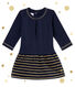 Robe bi-matière marinière bébé fille