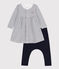 Marinièrejurk en -legging van katoen voor baby's wit MARSHMALLOW/blauw SMOKING