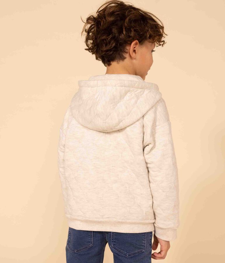 Sweatshirt zipp&eacute; &agrave; capuche en tubique matelass&eacute; enfant fille / gar&ccedil;on beige