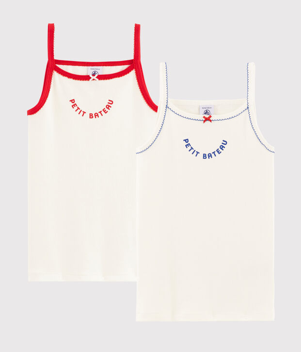 Set van 2 meisjeshemden met schouderbandjes "Made in France" multicouleur