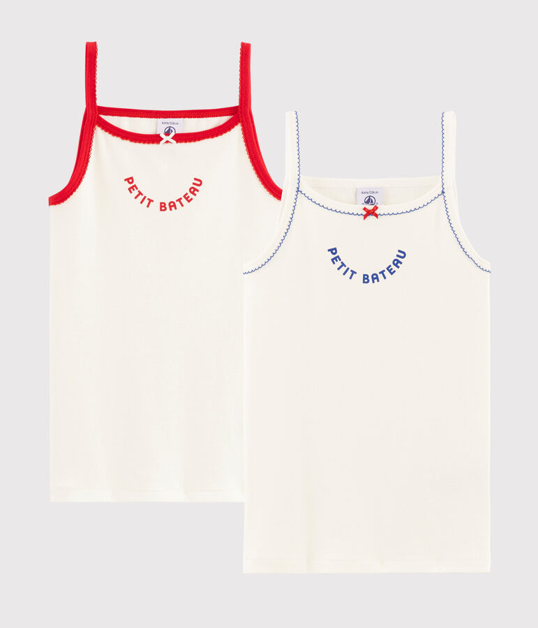 Set van 2 meisjeshemden met schouderbandjes "Made in France" multicouleur