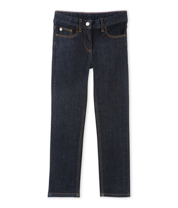 Raw denim meisjesjeans blauw