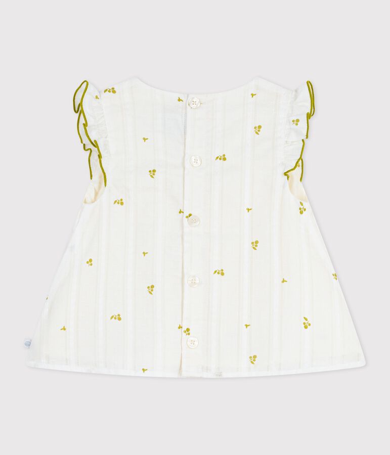 Katoenen babybloesje zonder mouwen met bloemenprint groen MARSHMALLOW/ MOSS