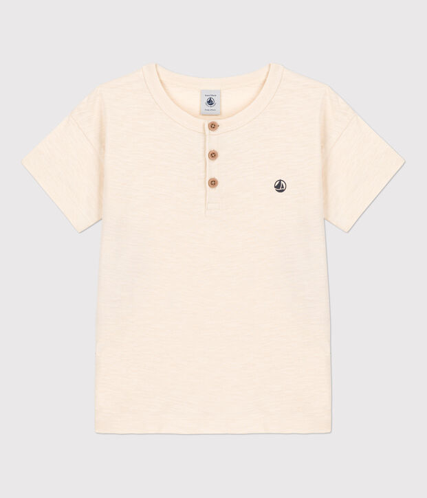 Tee-shirt manches courtes en coton enfant gar&ccedil;on &eacute;cru