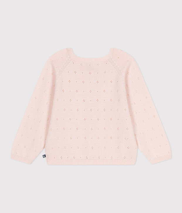 Cardigan enfant coton point fantaisie rose clair