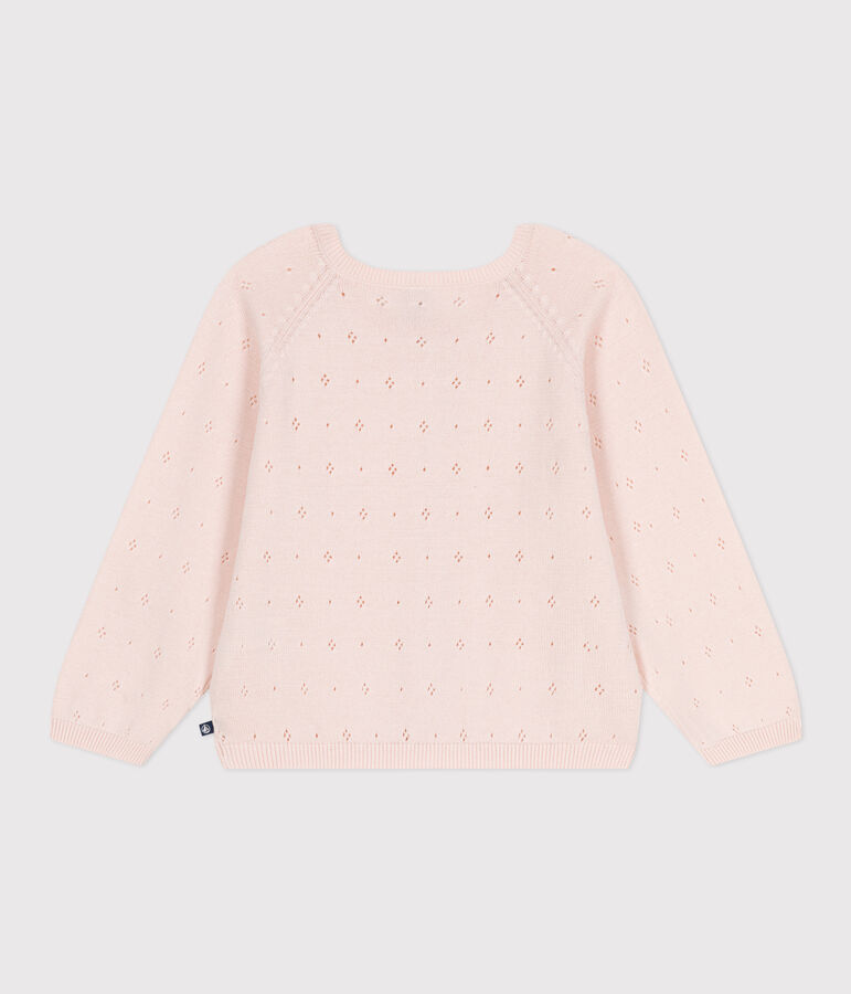 Cardigan enfant coton point fantaisie rose
