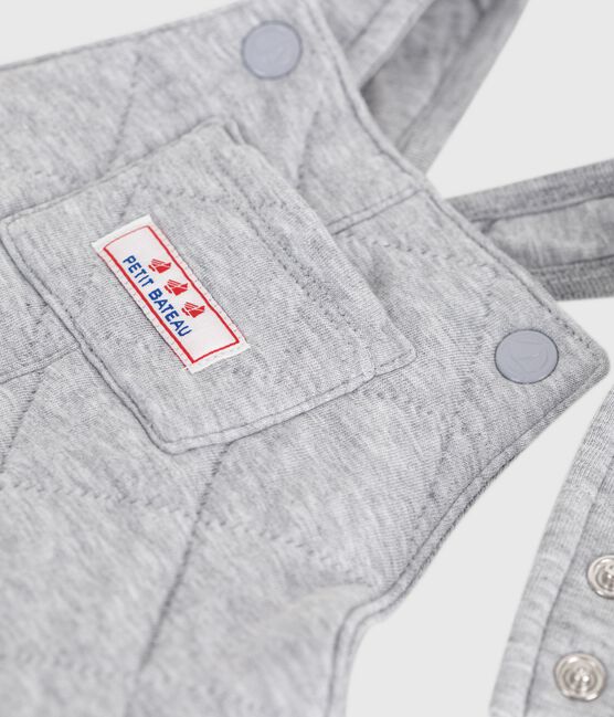 Effen salopette met lange pijpen van dik katoen voor baby's grijs FUMEE CHINE