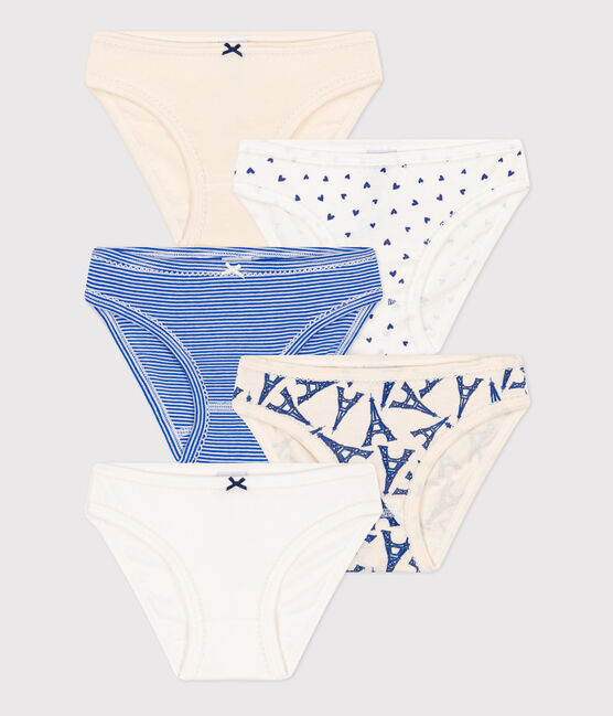 Set van 5 katoenen meisjesslips Paris variante 1