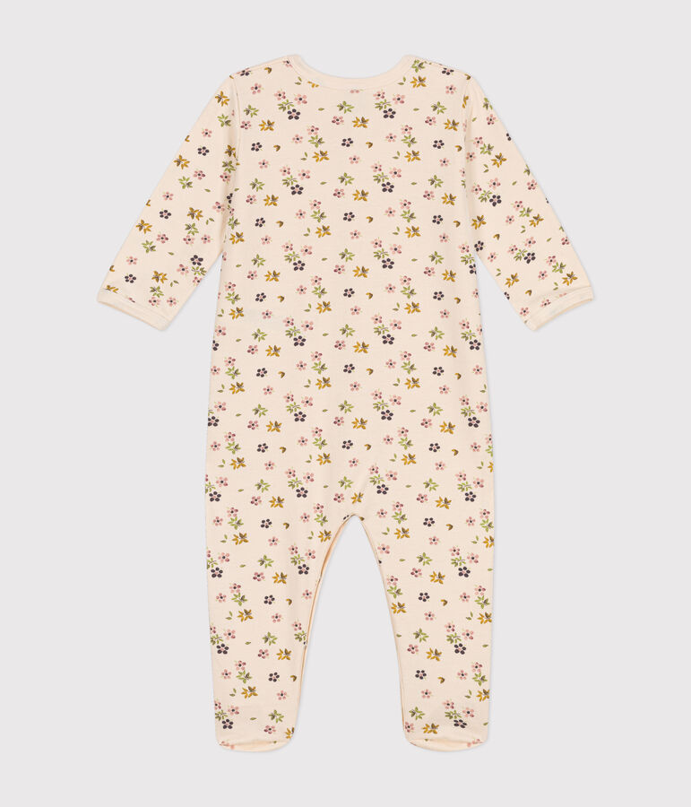 Babypyjama van geruwde fleece met bloemetjesprint ecru/multicouleur