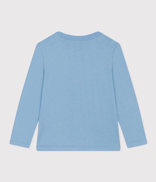 Tee-shirt manches longues en coton enfant fille / gar&ccedil;on bleu