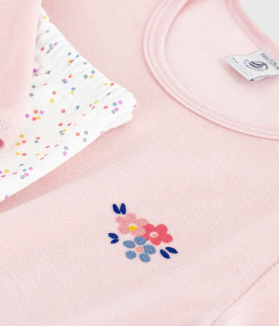 Chemise de nuit et legging enfant en velours rose JOLI/blanc MULTICO