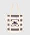 Gestreepte totebag van geweven stof voor volwassenen blauw MARSHMALLOW/ SOIR