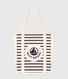 Gestreepte totebag van geweven stof voor volwassenen