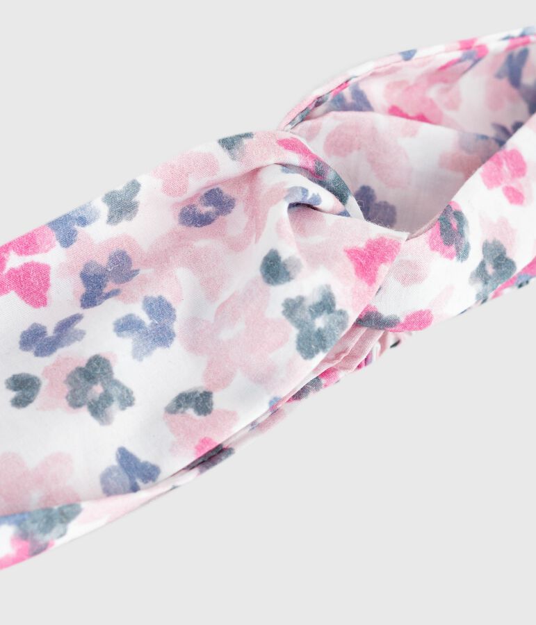 Poplin haarband met bloemenprint voor kinderen ecru/multicouleur
