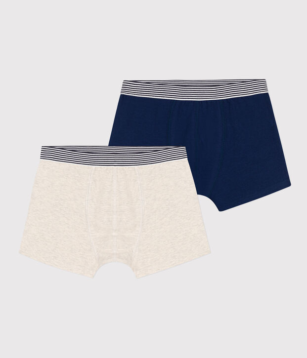 Set van 2 effen boxershorts voor jongens in katoen en elastaan multicouleur
