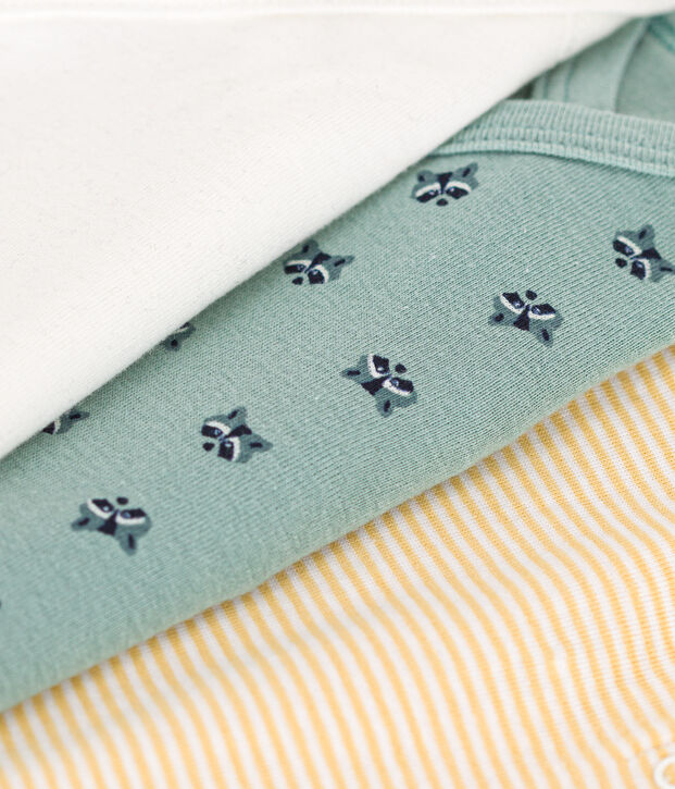 Lot de 3 bodies crois&eacute;s manches longues en coton b&eacute;b&eacute; multicouleur