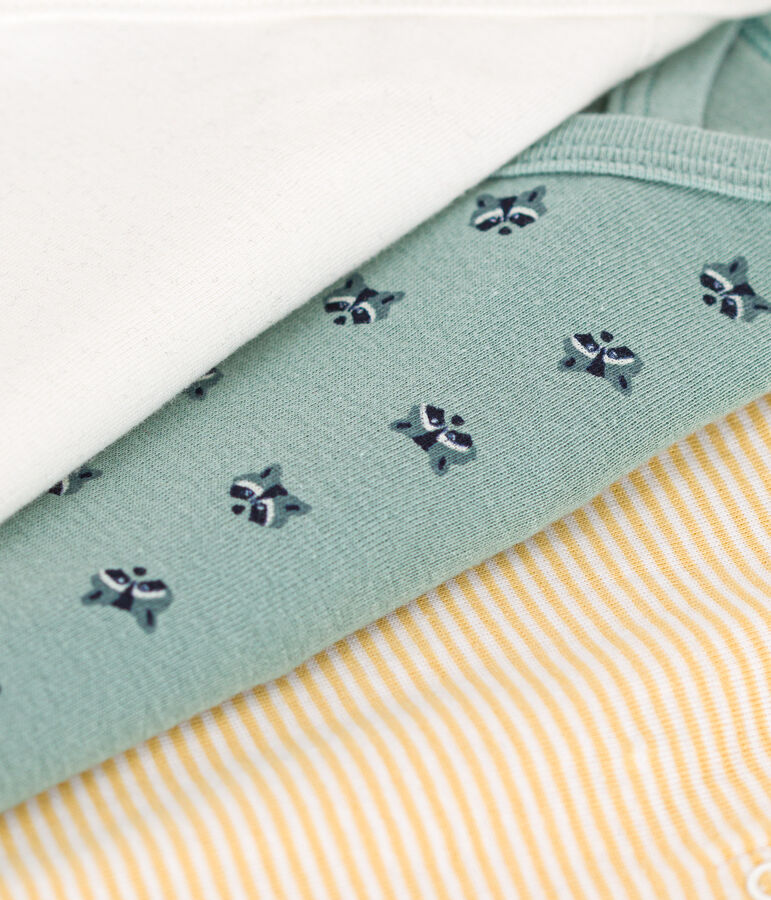 Lot de 3 bodies crois&eacute;s manches longues en coton b&eacute;b&eacute; multicouleur