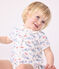 Kort katoenen babypakje met kraagje en print van Parijs wit MARSHMALLOW/wit MULTICO