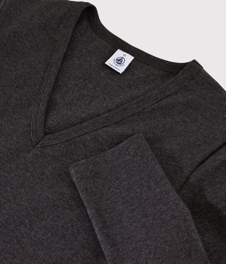 T-shirt iconique col V Femme gris