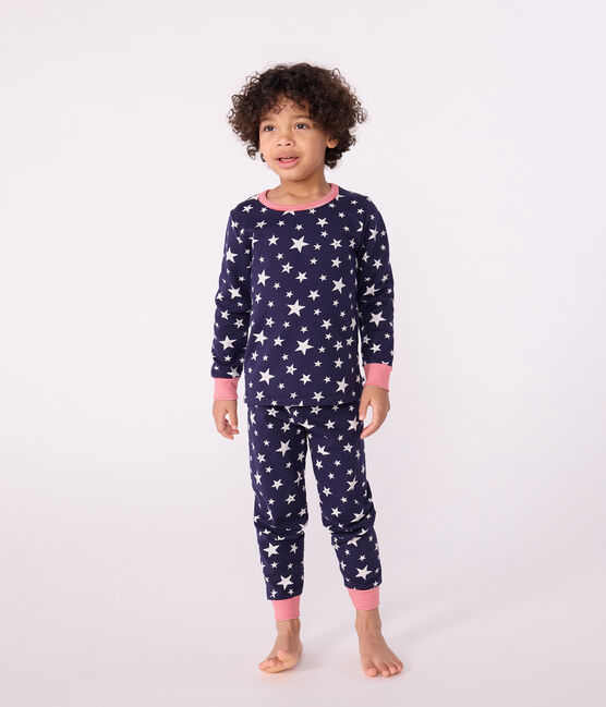 Pyjama enfant en molleton imprimé étoiles bleu SOIR/ MARSHMALLOW