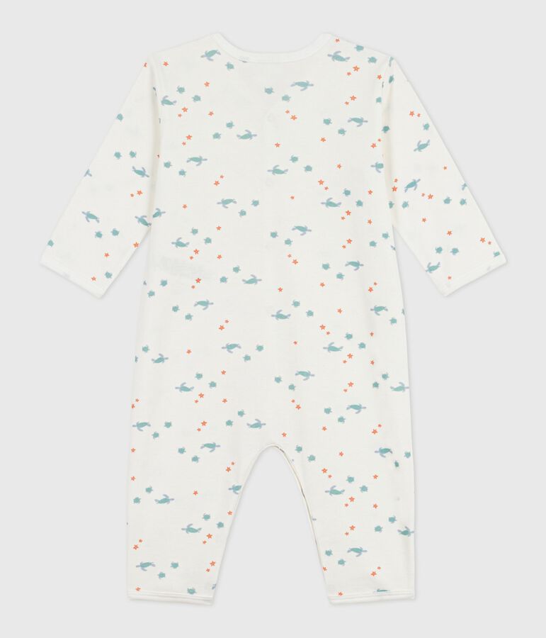 Katoenen babypyjama zonder voetjes met schildpaddenprint wit/multicouleur