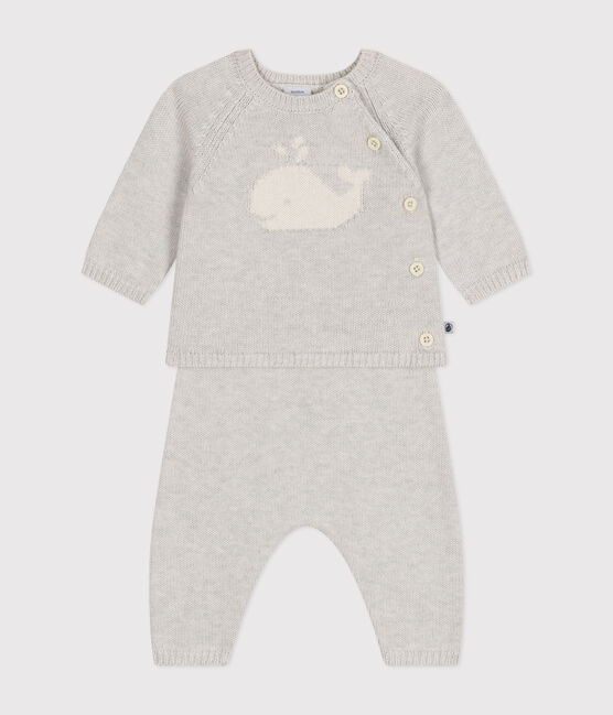 Tweedelig setje van tricot uit wol en katoen beige MONTELIMAR CHINE