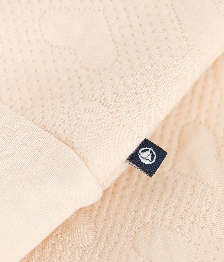 Baseballjasje van gewatteerde tubic voor baby's ecru