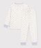 Fluwelen kinderpyjama met hartjesprint wit/multicouleur