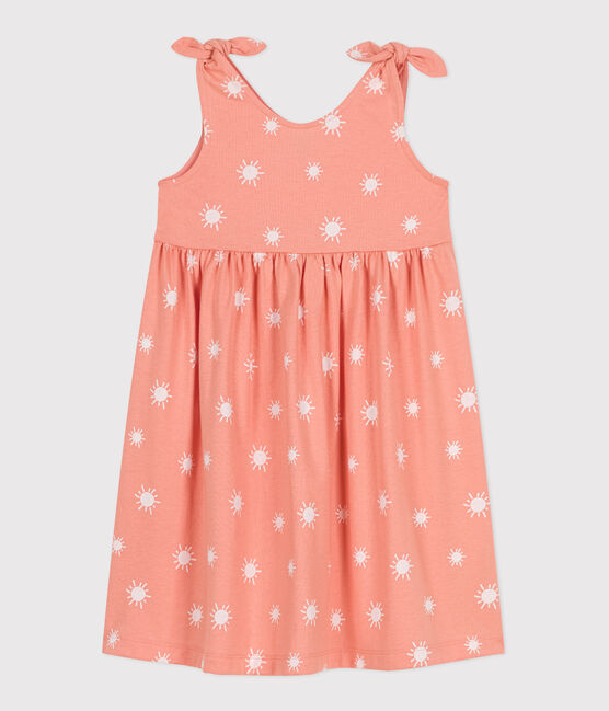 Robe sans manches enfant en coton imprimé orange ABRICOT/ MARSHMALLOW