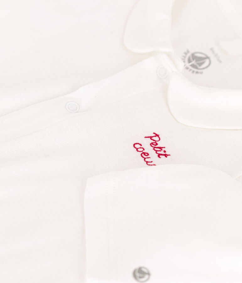 Pyjama met kleine hartjesprint in katoen wit