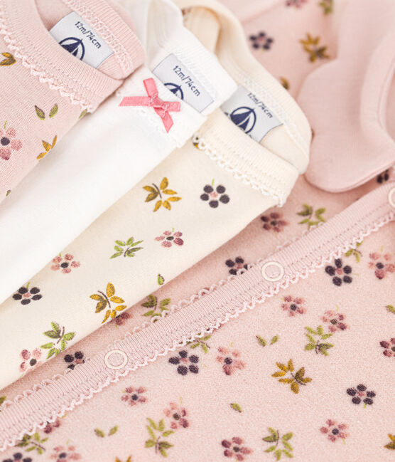Coffret pyjama et 3 bodies fleurs bébé variante 1