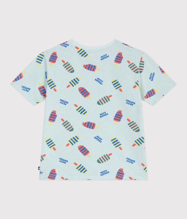 Katoenen T-shirt met korte mouwen met print voor kinderen blauw/multicouleur