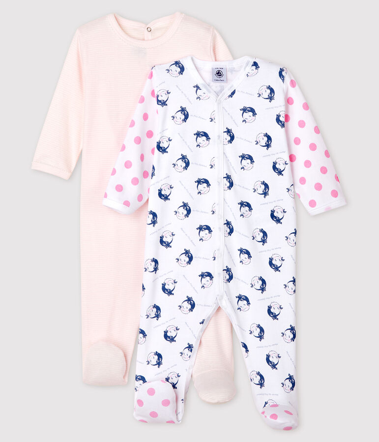 Set van 2 babyslaappakjes van ribstof voor meisjes multicouleur