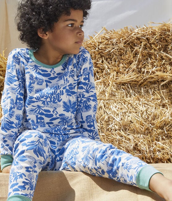 Hij dak Deens Pyjama imprimé végétal petit garçon en coton MARSHMALLOW/BRASIER | Petit  Bateau