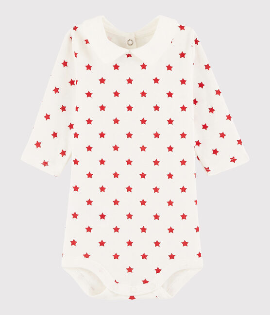 Body manches longues bébé fille-garçon blanc MARSHMALLOW/rouge TERKUIT