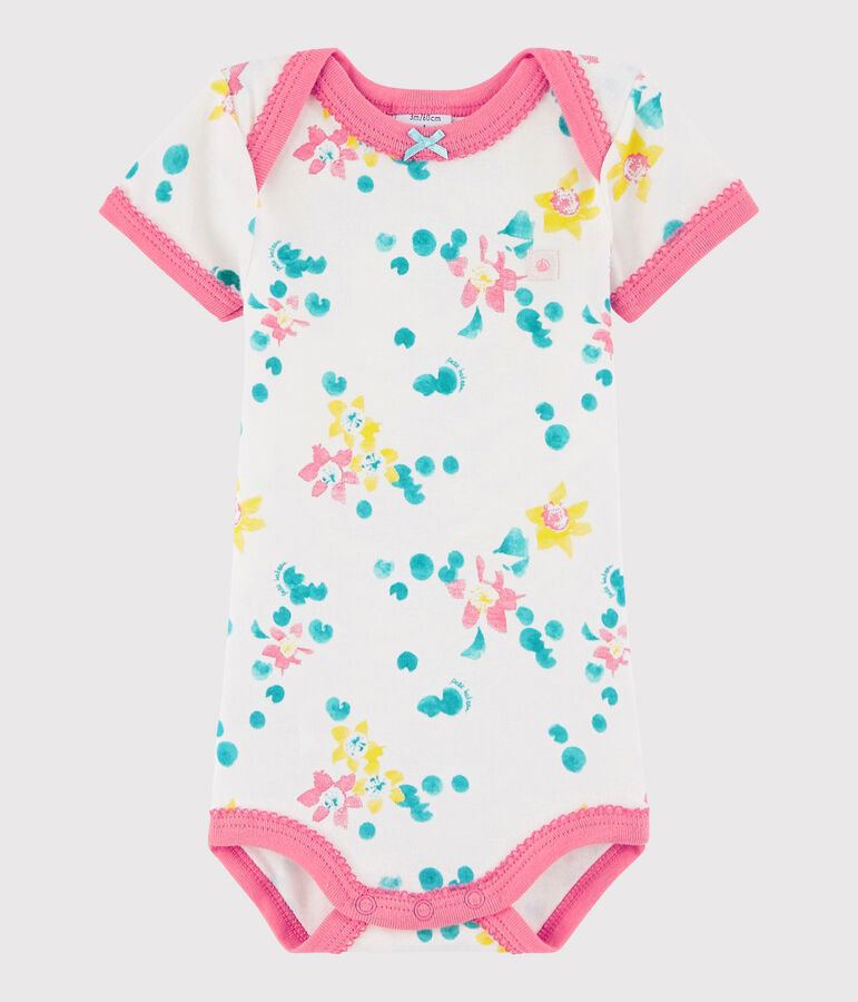 Body manches courtes b&eacute;b&eacute; fille blanc/multicouleur