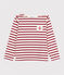 Marine T-shirt meisjes en jongens wit MARSHMALLOW/rood PEPS