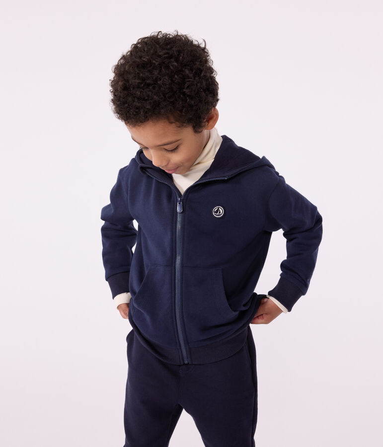 Katoenen hoodie met rits voor kinderen blauw