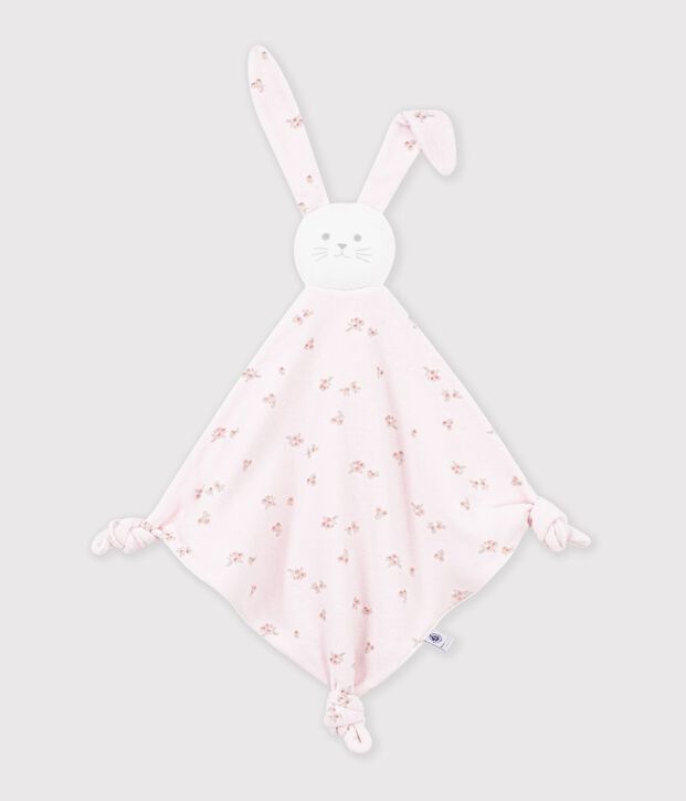 Katoenen babyknuffeldoekje met bloemetjesprint roze/multicouleur