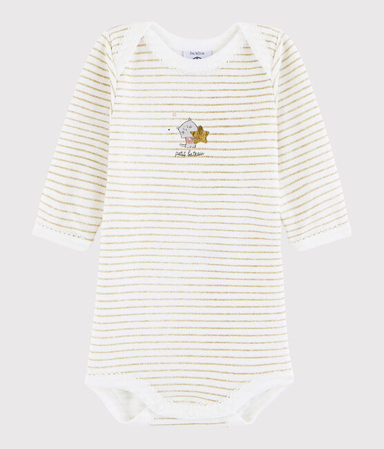 Body manches longues bébé fille blanc MARSHMALLOW/jaune OR