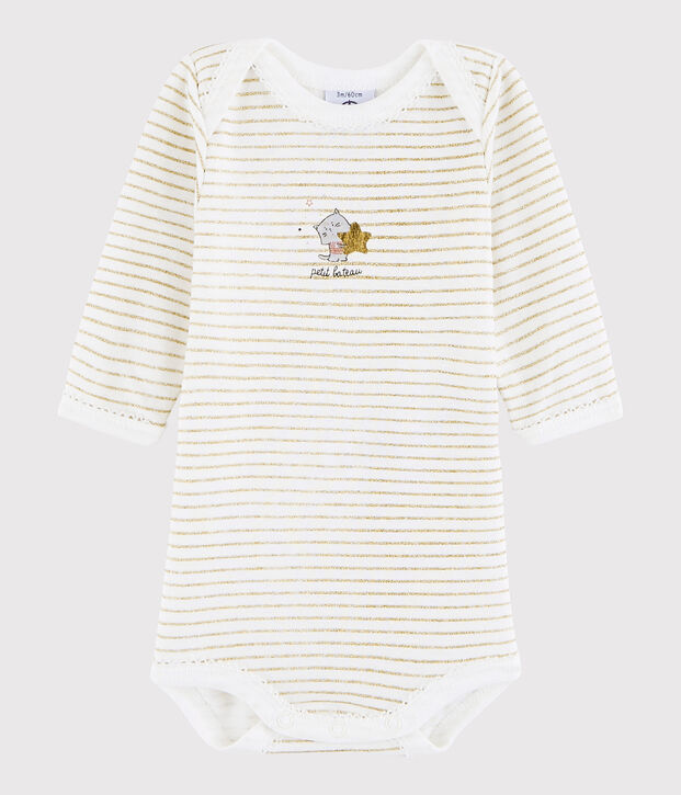 Rompertje lange mouwen babymeisje wit/geel
