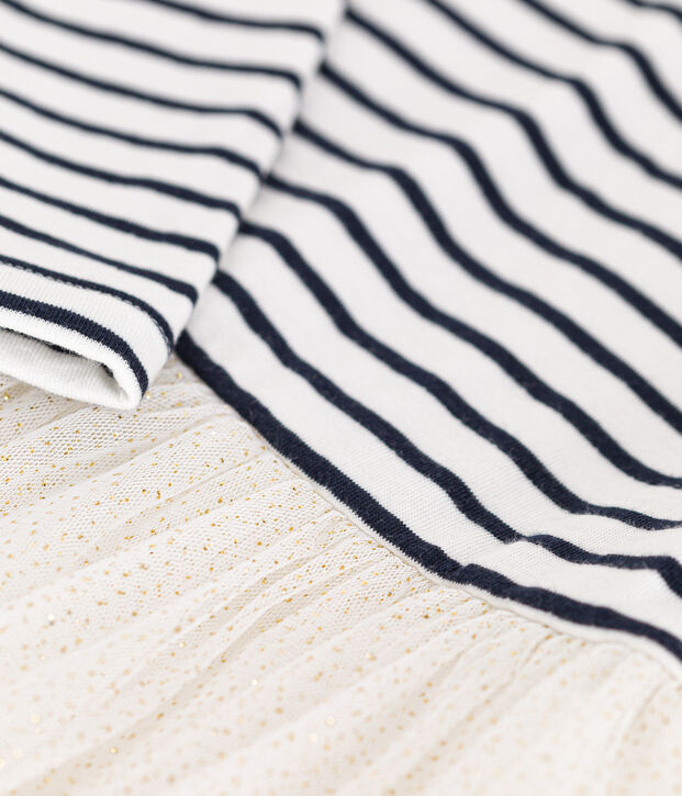 Jurk van tubic en tule voor meisjes wit/multicouleur