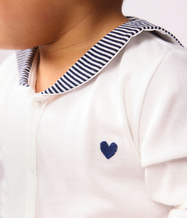 Tweedelige babypyjama met marinekraag wit