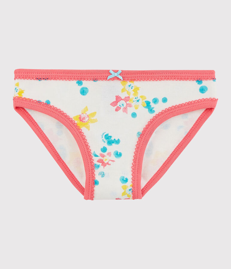 Katoenen onderbroekje voor meisjes wit MARSHMALLOW/wit MULTICO